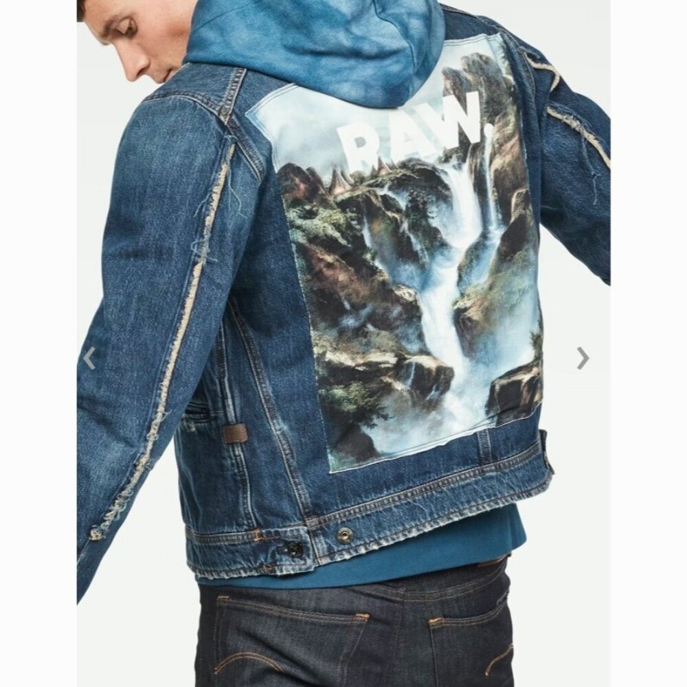 JADEN SMITH X G-STAR RAW UNISEX XXS D-STAQ 3D WATERFALL DECONSTRUCT JACKET DENIM